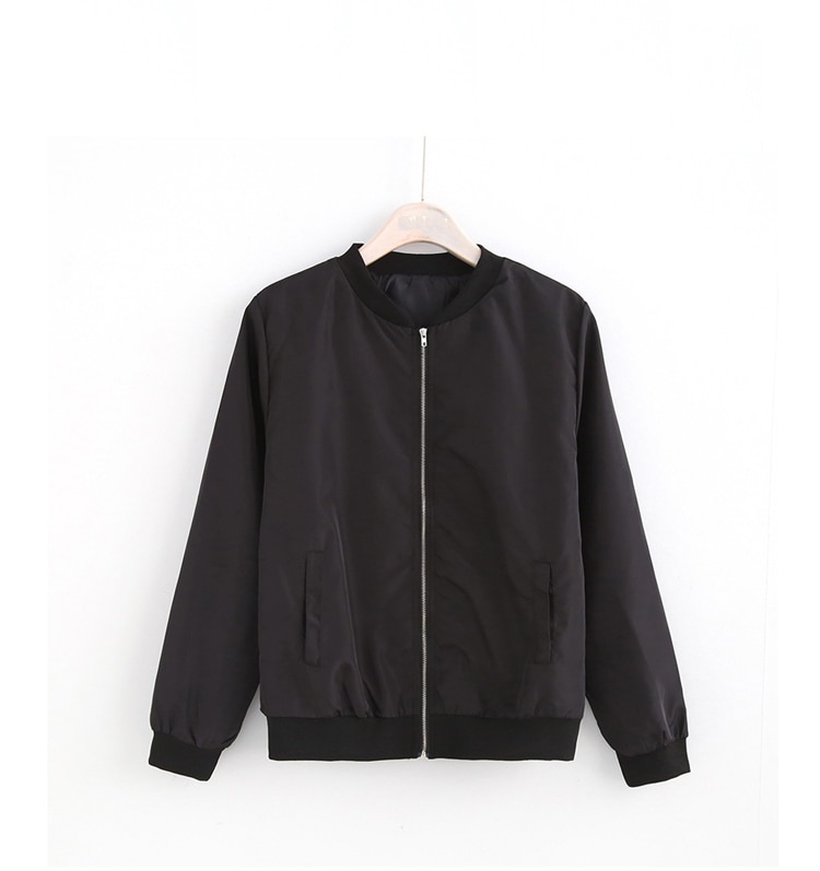 Sommer windbreaker jakke kvinder tynde jakker basic bomber jakke langærmet frakke afslappet dame jakker overtøj tøj: Sort / Xxxl