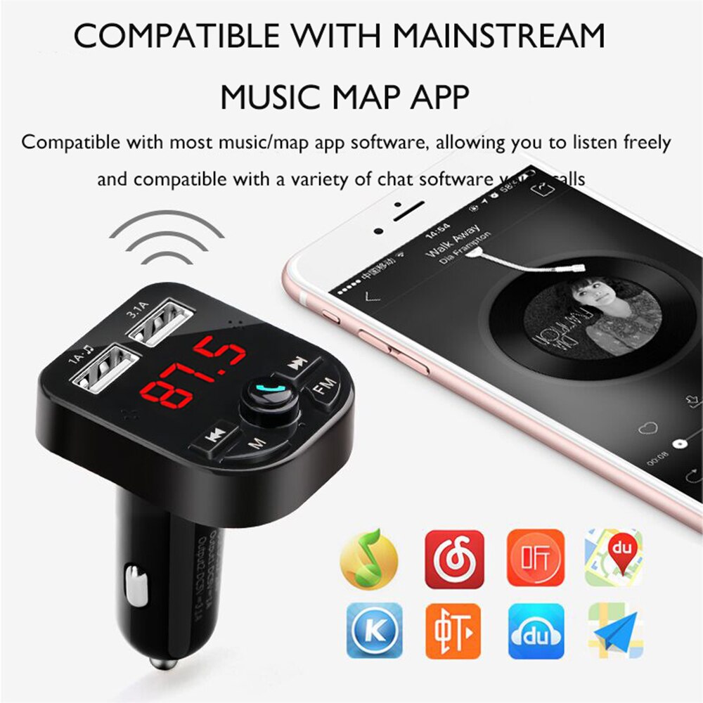 JINSERTA Auto Bluetooth 5,0 Freisprechen FM Sender LCD MP3 Spieler 3.1A USB Ladegerät Unterstützung TF/U Disk Auto Zubehör