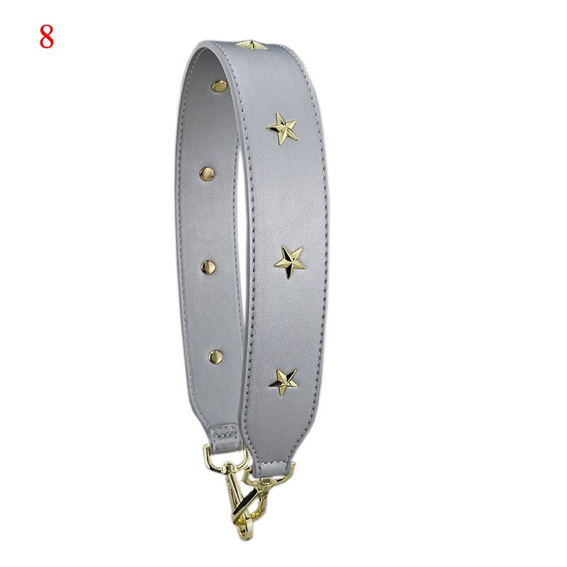 4cm bred axelrem i läderblomma lång nit pentgram crossbody-rem handväska bälte färgglad väska tillbehör: 8