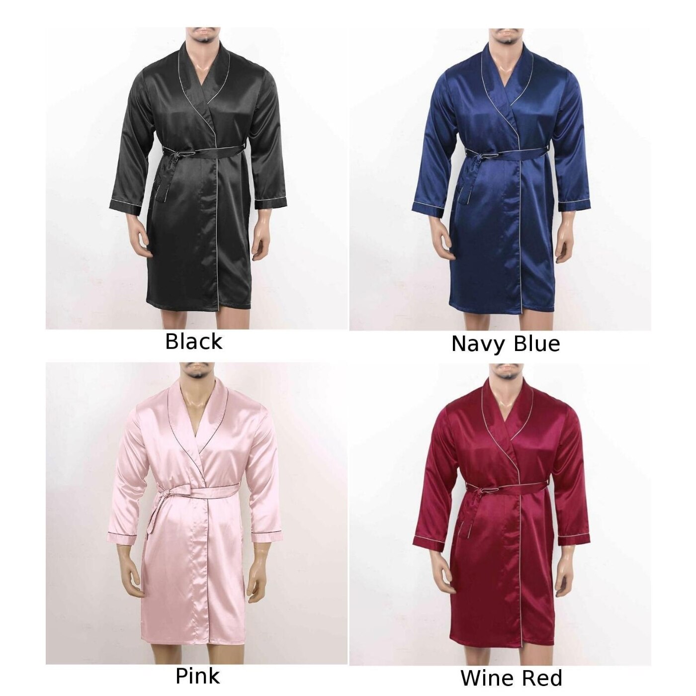 Mens Zijde Satijn Lange Robe Robes Badjas Nachtjapon Pyjama Nachtkleding Nachtkleding Zijden Pyjama Nachthemd Home Service Badjas