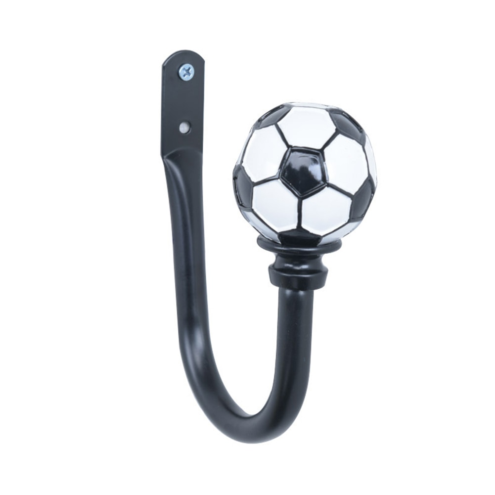 1pc vægmonteret u form fodbold gardin hold ryggen slips krog holder hjem indretning gardin tilbehør: Sort
