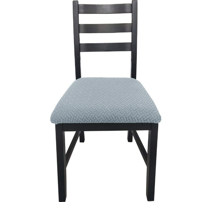 Jacquard spandex spisestue stolebetræk aftagelige vaskbare elastiske pudebetræk til polstrede spisebordsstol banket: Himmelblå