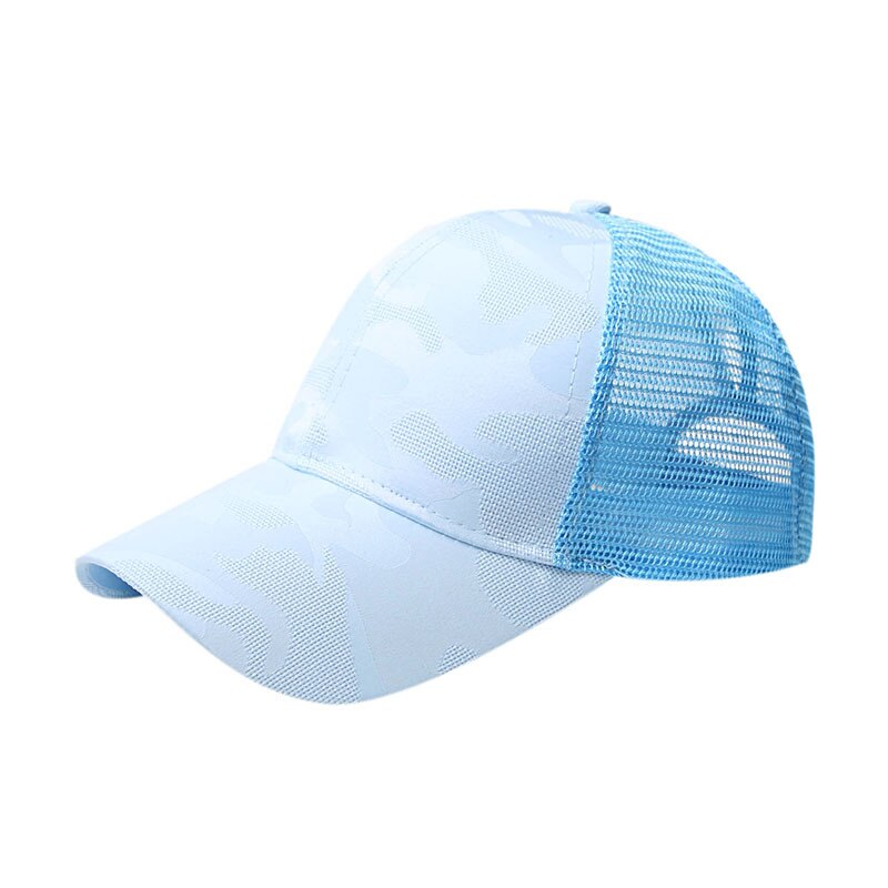 Boné de beisebol, chapéu de baseball com traseira, para mulheres, chapéu de hip hop, chapéu de malha para o verão: Blue