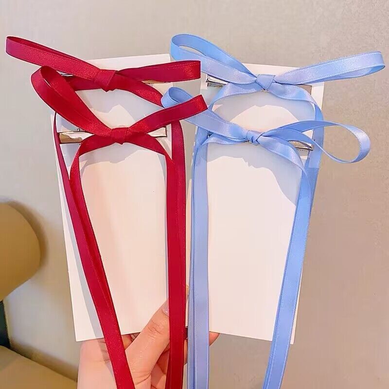 Cinta con lazo para el pelo de colores coreanos, pinzas para el pelo con lazo a la , horquillas con Clip LATERAL, diadema para mujer, accesorios para el cabello: Negro