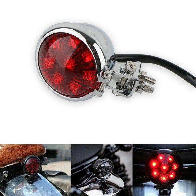 Motorfiets Led Achterlicht Brake Achterlicht Stop Light Lamp Voor Harley Bobber Verstelbare Beugel: Red Lens