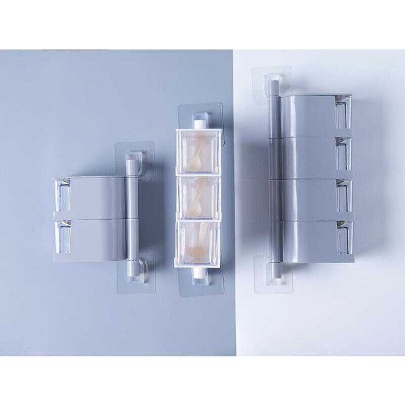 Boîtier mural à 4 couches pour assaisonnement | Cuisine, bouteilles, bocaux boîtes, couvercle à épices en plastique, canette de sucre, couches de stockage, organisateur boîte accessoires