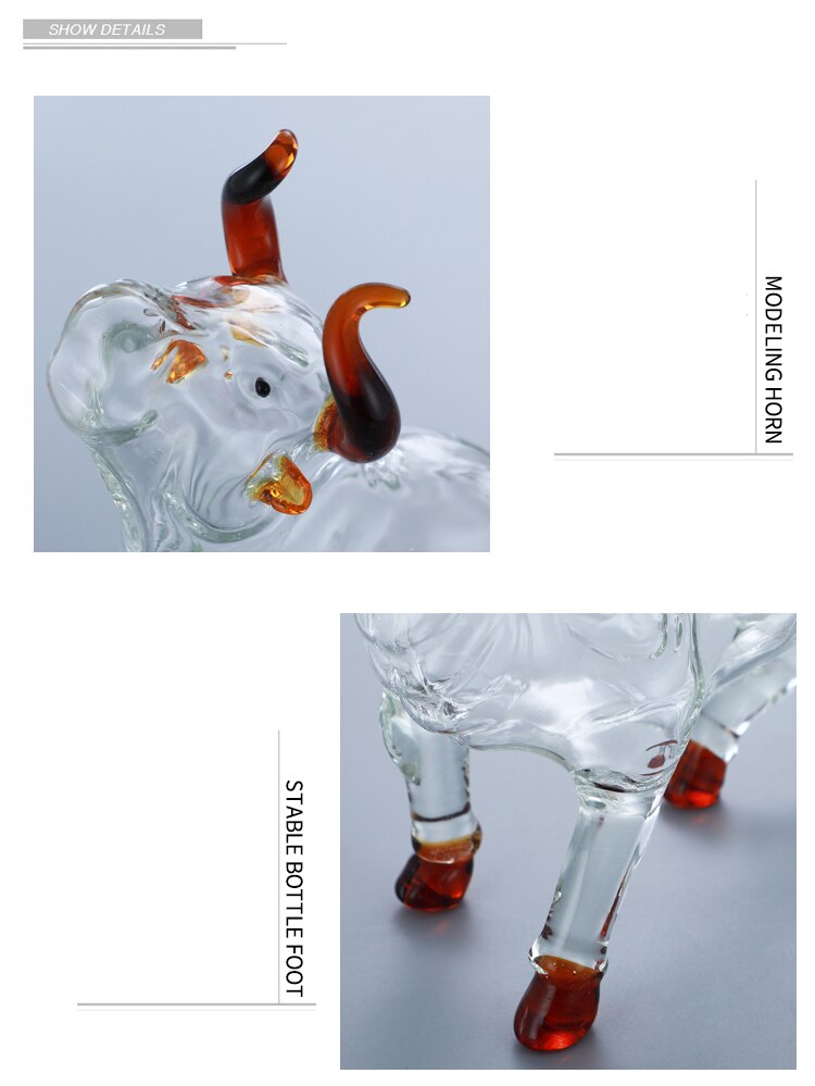 Djur ko formad stil hem bar whisky karaff för sprit scotch bourbon 33.81oz 16.91oz
