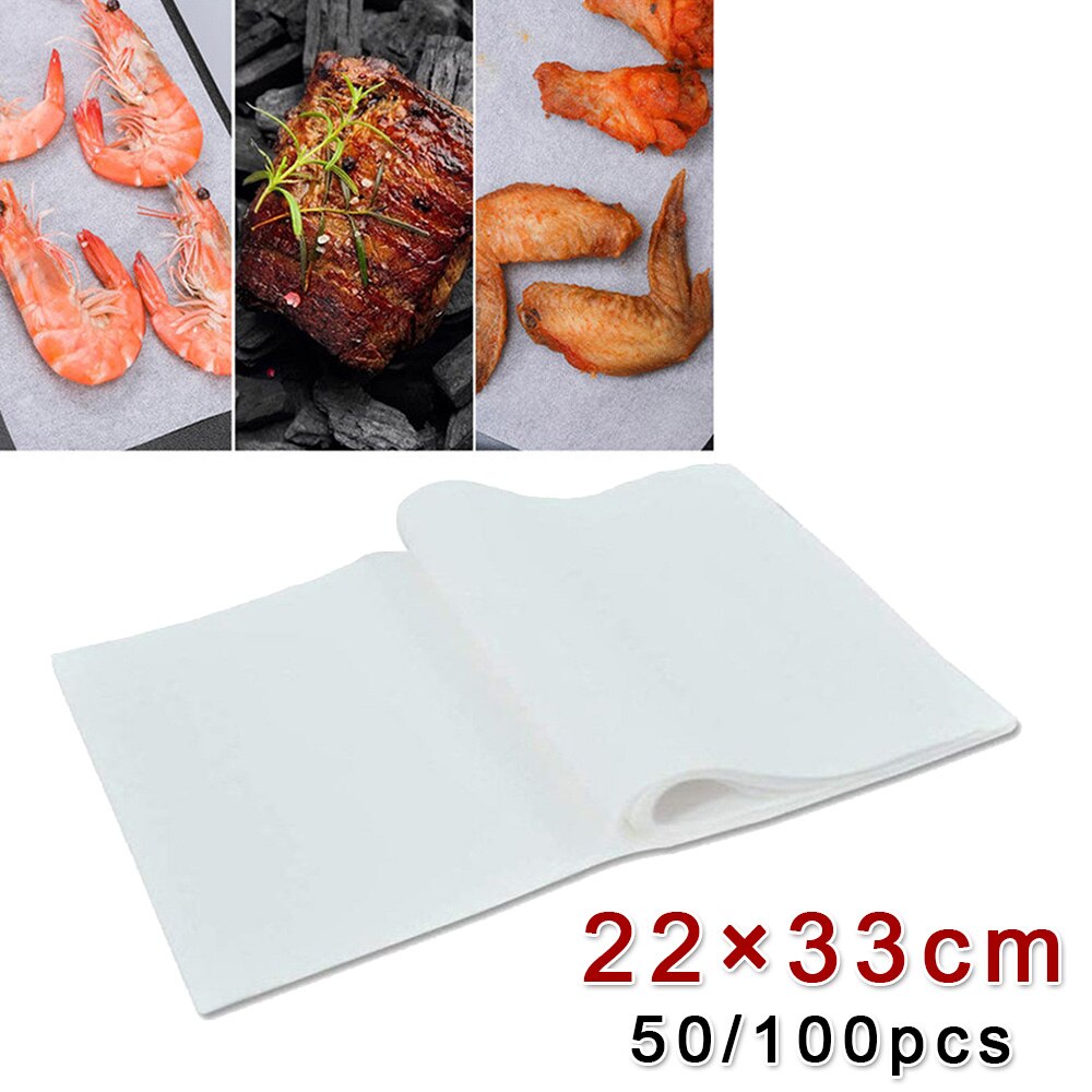 50/100pcs Non Stick 22*33cm Bleached White Parchment Paper Baking Sheets Pan Liner Baking Grease Paper