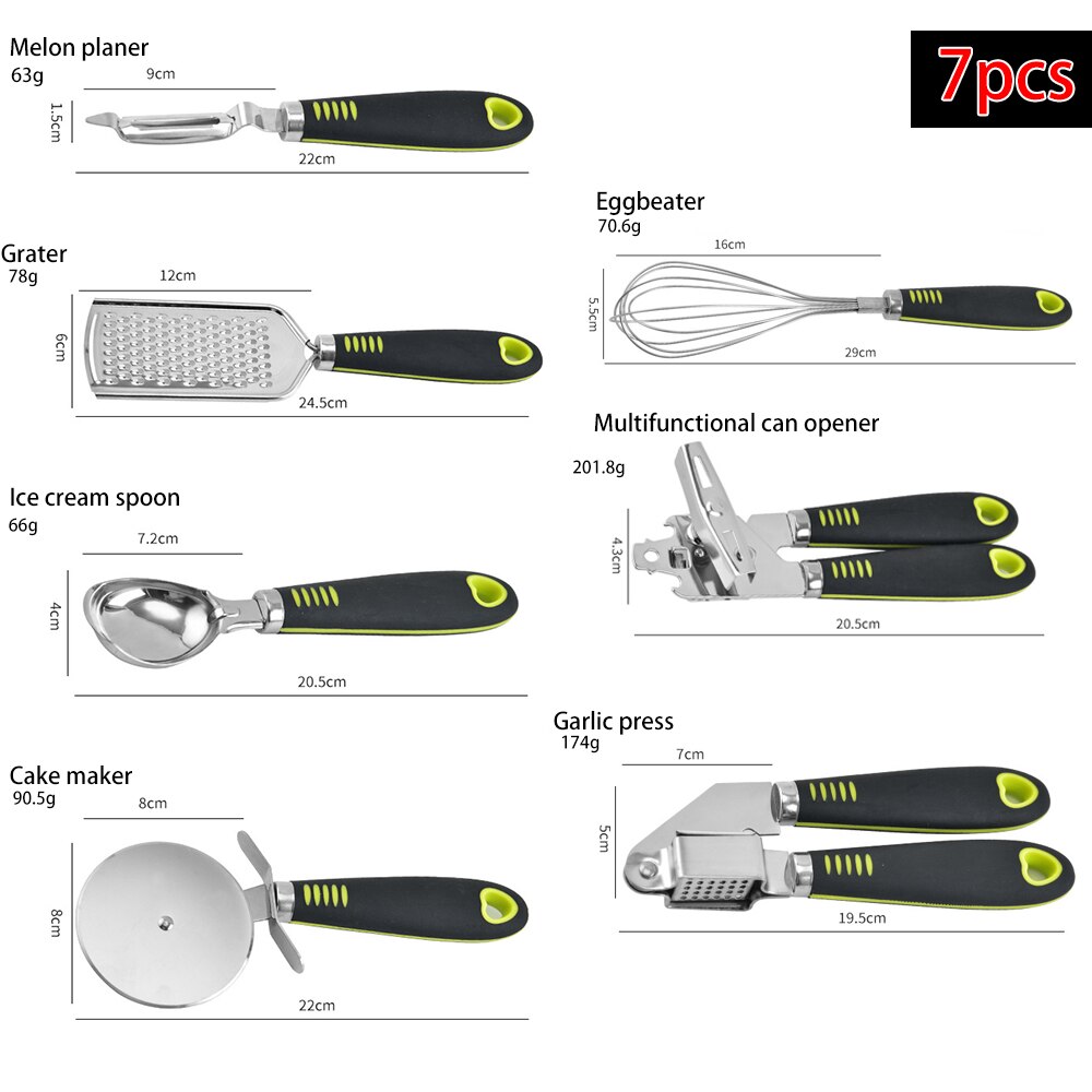 7pcs/8pcs Kitchen Utensils Set with Storage Box Kitchen Tools Gadgets Essentials Stainless Steel Cooking Utensil Set with Handle