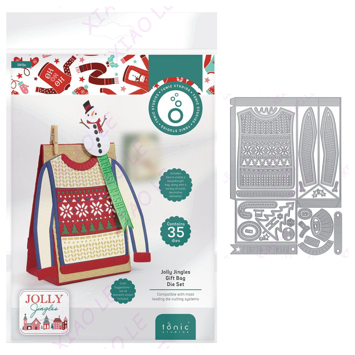 Juego de troqueles de bolsa de de Navidad Jolly Jingles, troqueles de corte artesanales de Metal, papel para álbum de recortes, decoración de diario, tarjeta en relieve hecha a mano: Gris claro