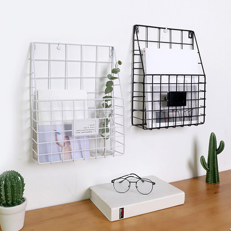 Metal Mesh Wire Shelf Hanging Folder Mail Document Organizer Newspaper Magazine Storage Shelf Wall Shelves