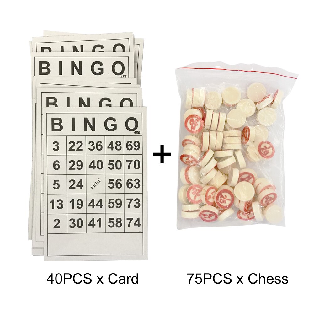 Juego de Bingo de madera para niños y adultos, juego divertido de 75 ajedrez, desarrollo intelectual, 40 tarjetas de Números, en casa, portátil para Grupo grande