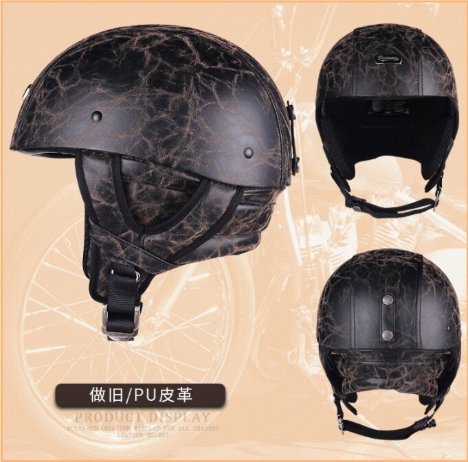 Brammo Moto Rcycle Helm Vintage Pu Leer Half Helm Moto Rbike Helm Moto Casco Bril En Masker