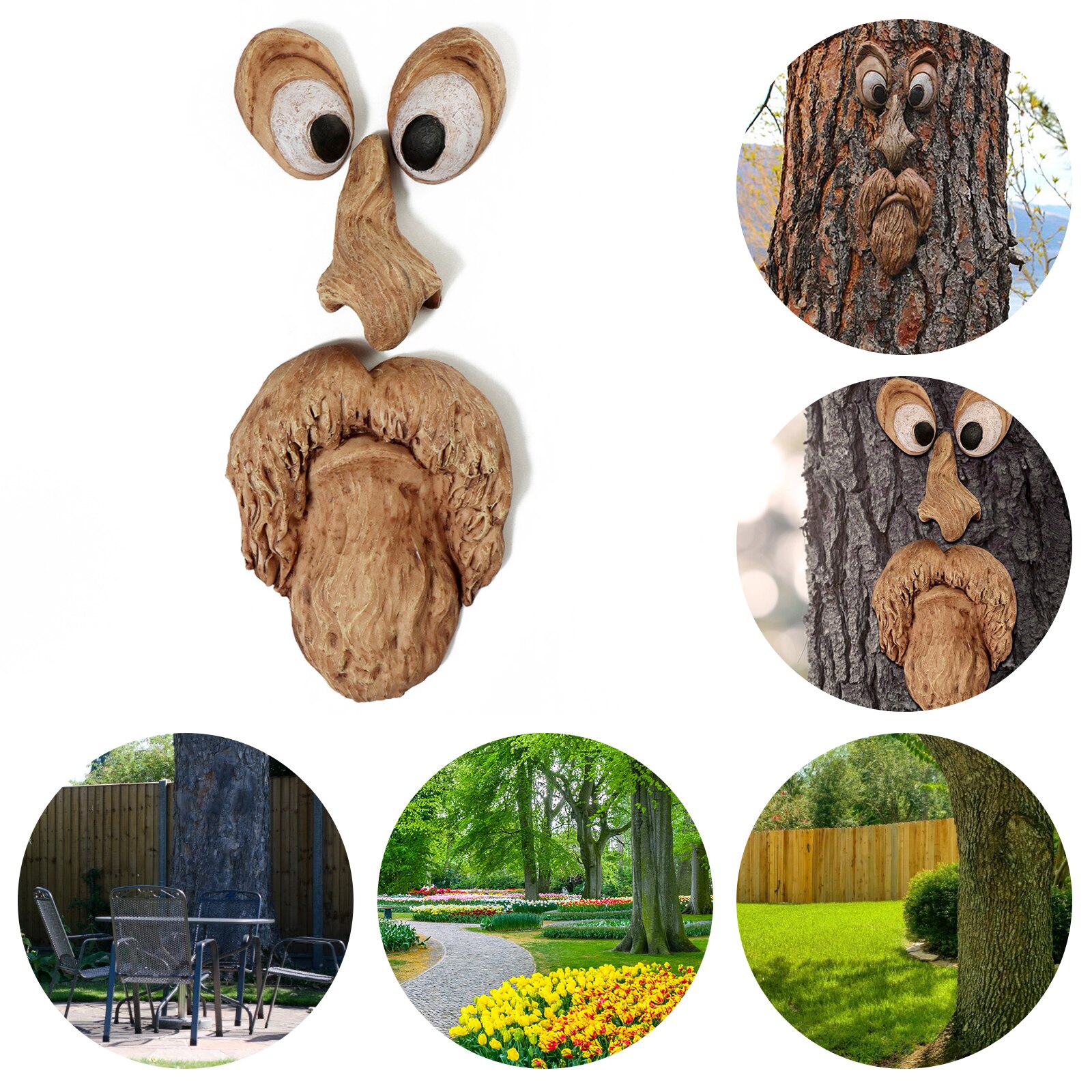 Old Man Tree Hugger Tree Face Outdoor Funny Old Man Tree Sculpture Yard Art Garden Peeker Interesting Garden Decoration