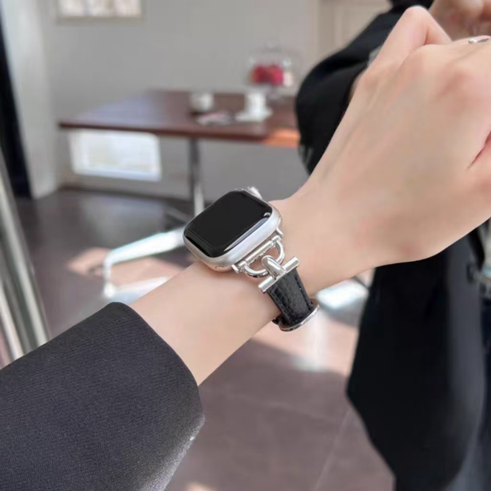 Lederen lus Correa Voor Apple Horloge band Serie Ultra 10/9/8/7/6/5/4/3/2/1 SE 38mm 40mm 41mm 42mm 44mm 45mm 46mm 49mm Band: Black / 14mm