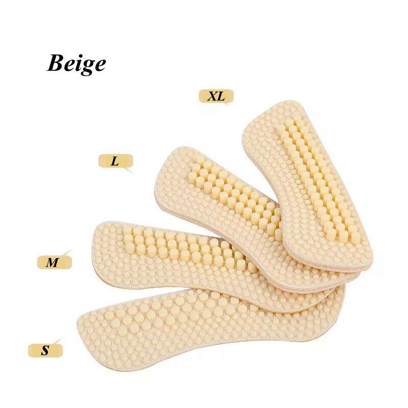 1Pair Massage Silicone Inserts Soft Sticky Silica Gel Fabric Shoe Pads Liner Grips Back Heel Inserts Insoles: Beige-L