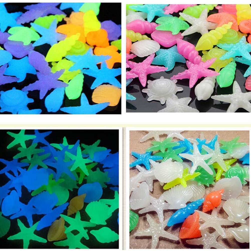 100pcs Luminous Stones Glow In Dark Decorative Fish Tank Decoration Pebble Rocks Aquarium Mix Color Garden Decor