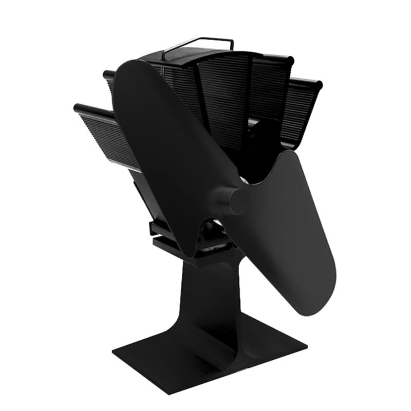 2 Blades Heat Powered Stove Fireplace Fan Fuel Saving Silent Ecofan for Wood Log Burner Heater HX6C: BK