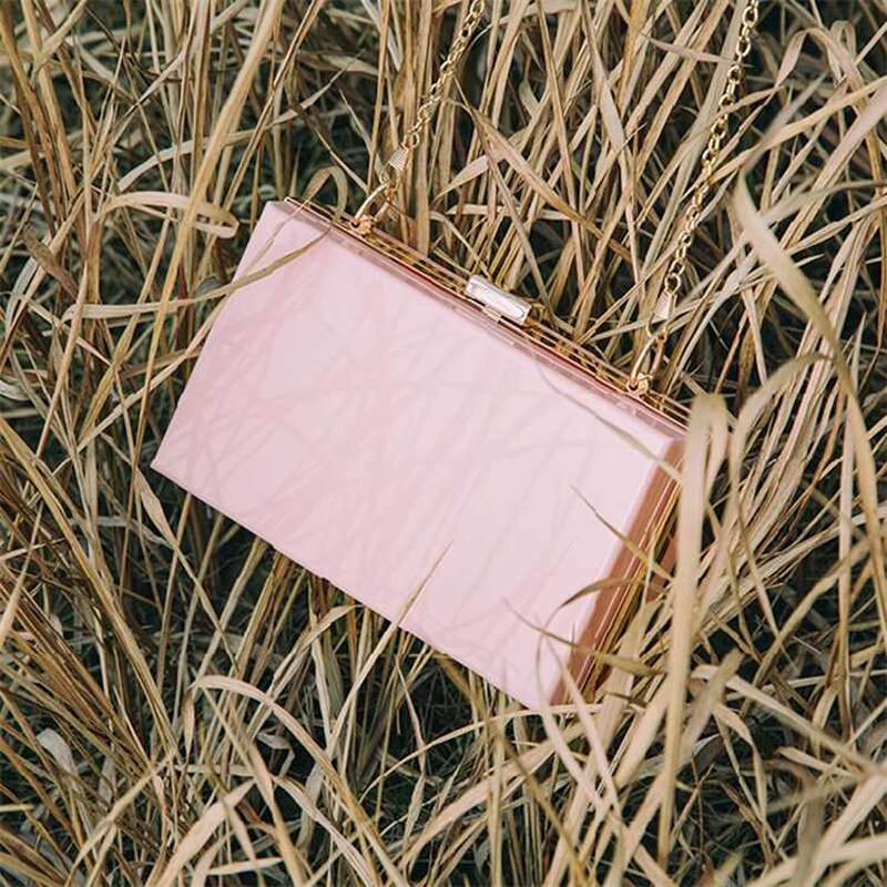 Dames acryl heldere clutch transparante crossbody tas avondtas sportevenementen stadion goedgekeurde kettingband goud/zilver