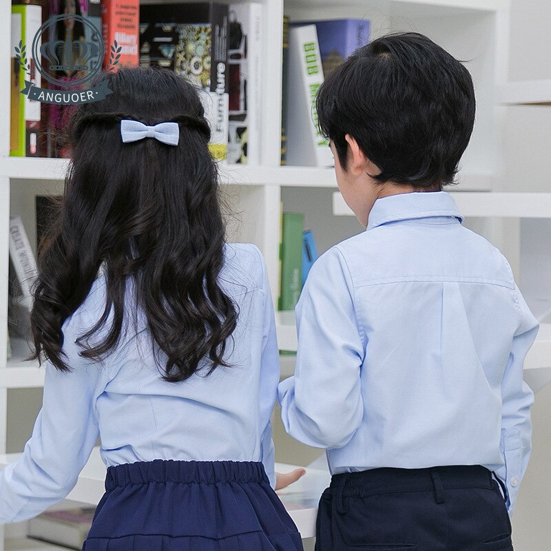 Children Kindergarten Uniform Students School Uniform British Children's Wear Long Sleeve Boys' and Girls' Blue Shirts D-0594