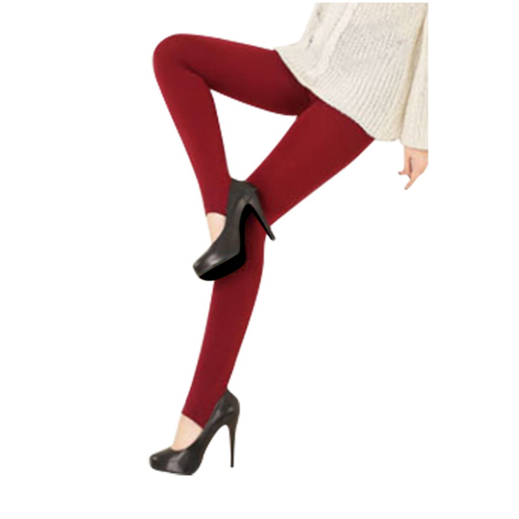 Vetement femme kvinnor vinter svart tjock varm mjuk fleecefodrad termisk stretchiga leggings byxor kläder för kvinnor vinter: Röd