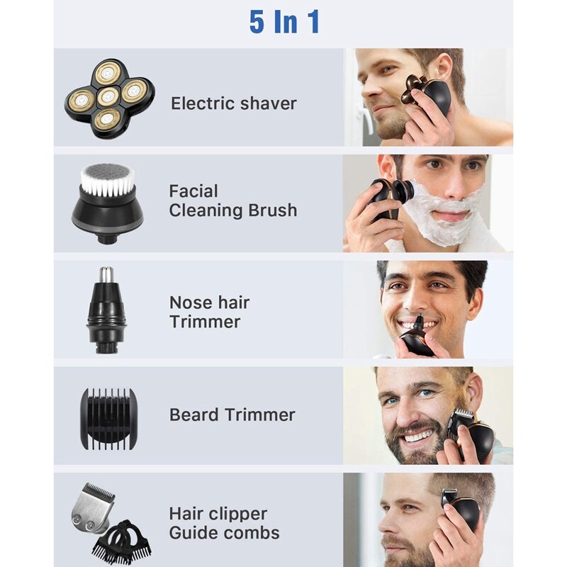 Elektrisk barbermaskine ipx 6 vandtæt herre grooming kit led display skæg trimmer næse hår og hårklippere til bladhoved mænd