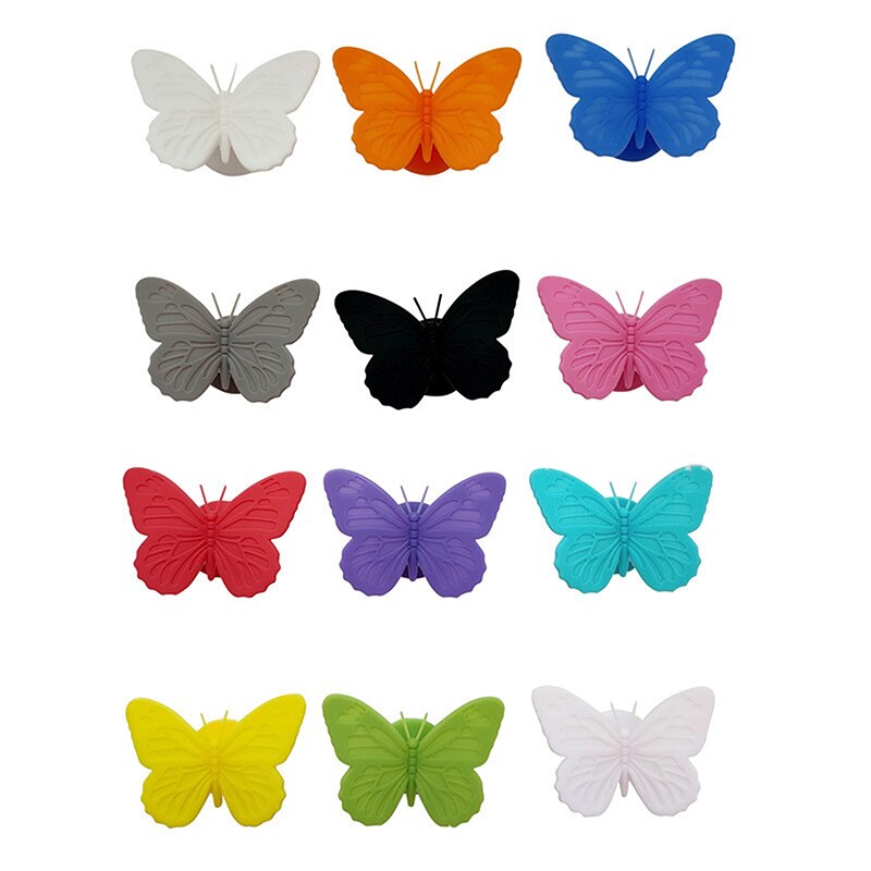 Identificador de mariposa de silicona, etiqueta para vidrio Tinto, copa de succión, pegatina, suministros de , marcador para vaso de vino