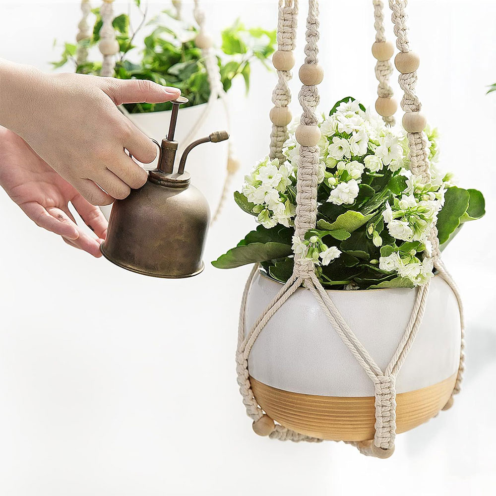 Handgemaakte macramé plantenhangers, bloempotten, balkonhangers, geknoopte hijstouwen, tuinbenodigdheden