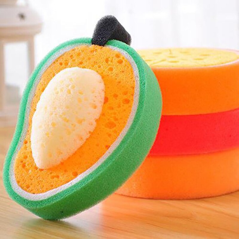 Esponja de limpieza con forma de fruta, utensilio de limpieza fuerte, ideal para cocina, baño, 12x12x3cm, 1 Uds.