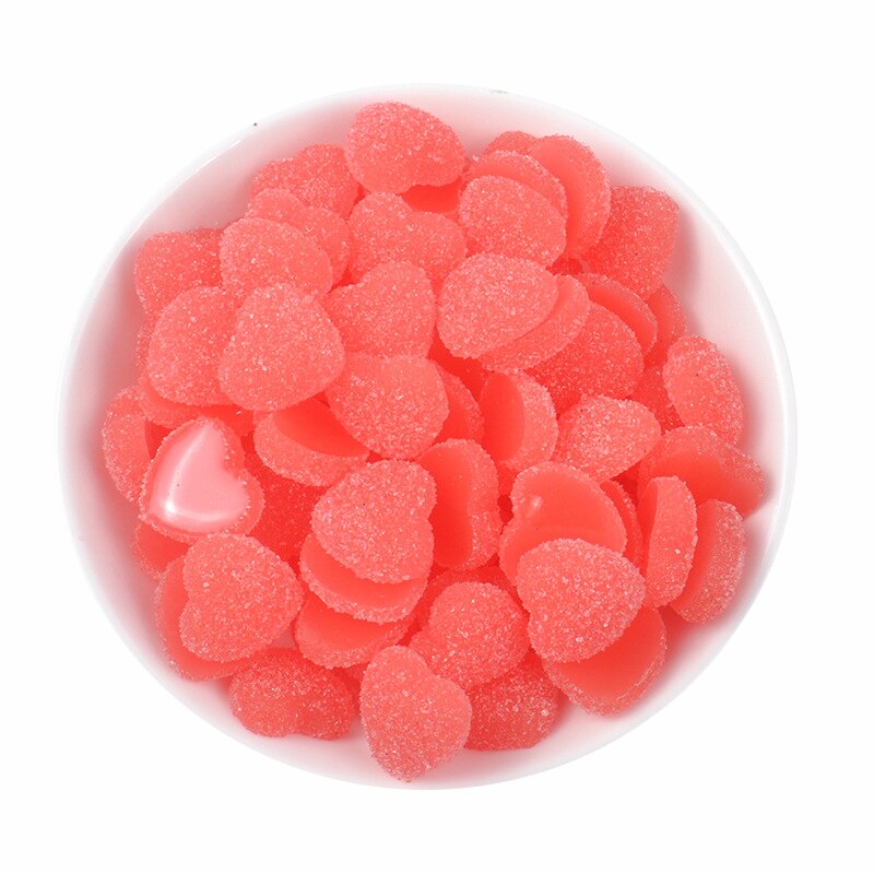 Hjärtformade berlocker för slime tillbehör leksaker godis fluffiga tillbehör lizun modellering lera diy kit slime leksak för barn: 5 st röd