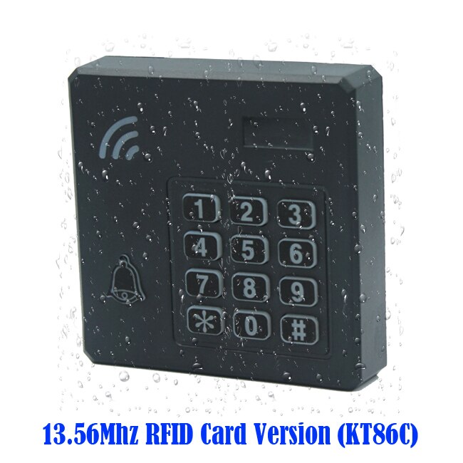 IP67 Waterproof RFID 125Khz/13.56Mhz RFID Reader 2000 User Proximity Entry Door Lock Entry Access Control Keypad Wiegand Input: 13.56Mhz Version