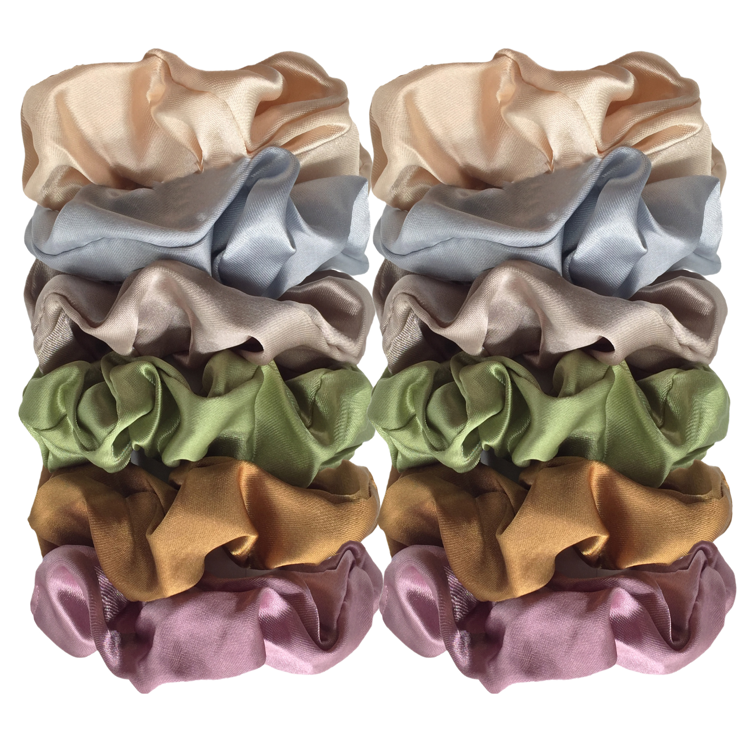 12pçs faixas de cabelo de cetim premium para intestino grosso para mulheres centenas de elásticos de tecido acessórios para cabelo: Azul profundo