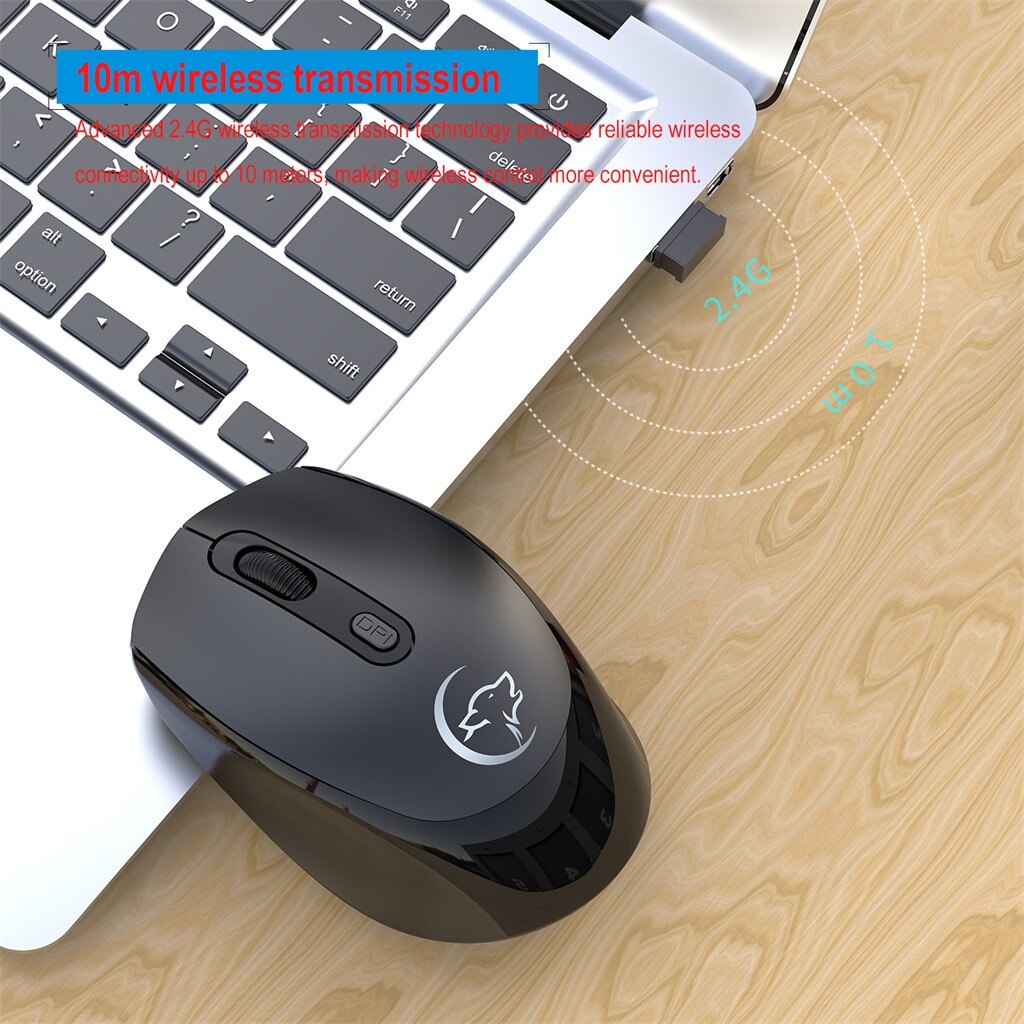Rechargeable 2.4G Wireless Mouse Metal Noiseless Silent Click Optical Low noise Ergonomic Computer Silent PC Laptop Mouse