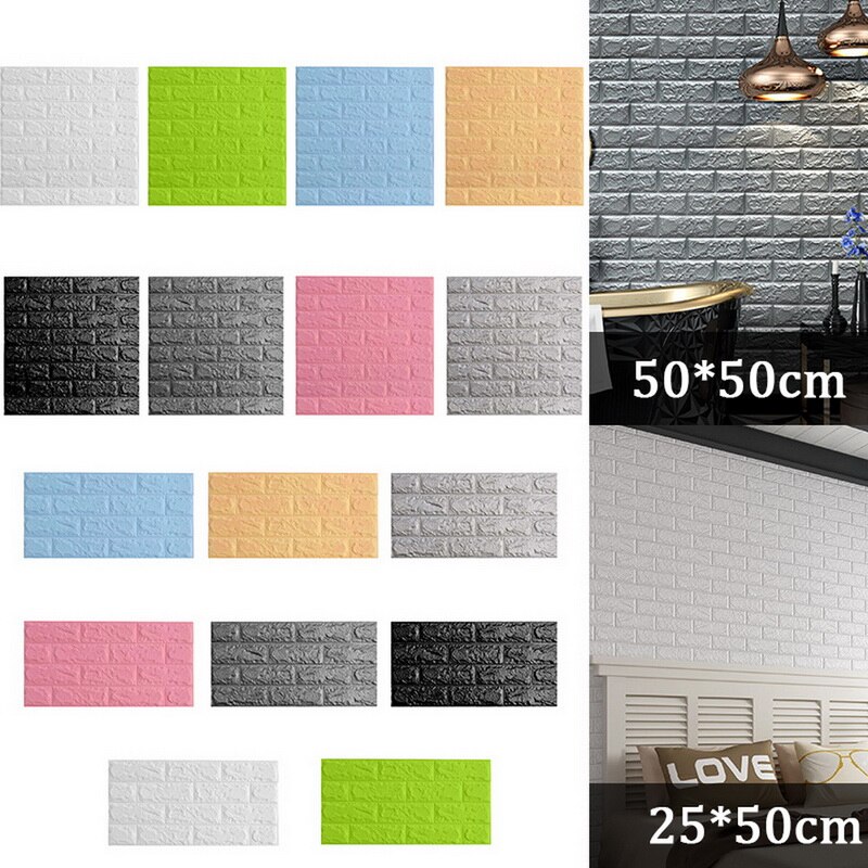 3D Brick Wallpaper Peel and Stick Panels Self-adhesive Foam Wall Paper Decal for Bathroom Kitchen Living Room Home Decoration