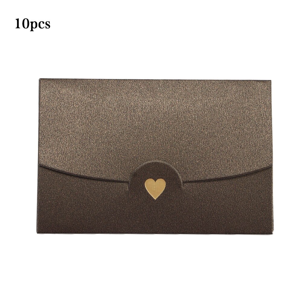 (10 pièces/lot) 10.5*7CM petite carte de voeux nom carte enveloppe estampage à amour nacré papier Mini enveloppes: Coffee