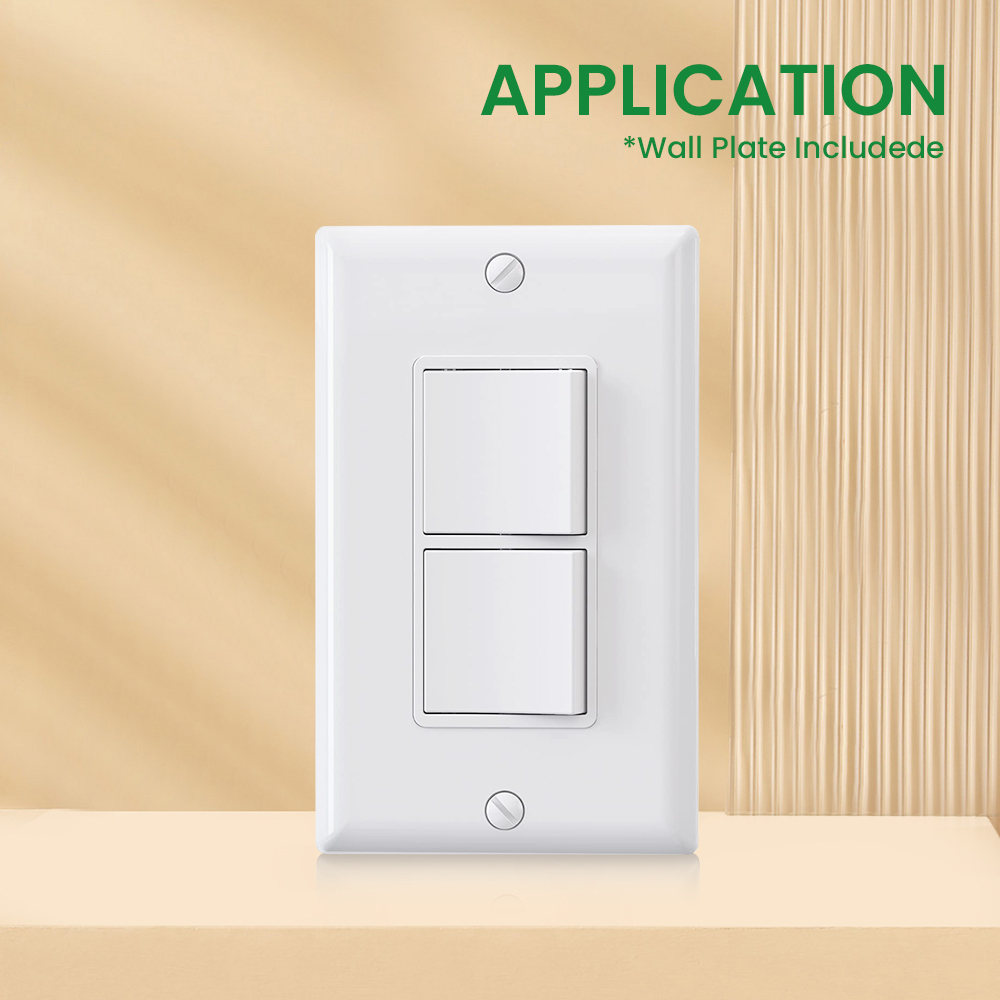 1pc US standard double switch, large size, with PVC white panel, wall panel light switch socket cover