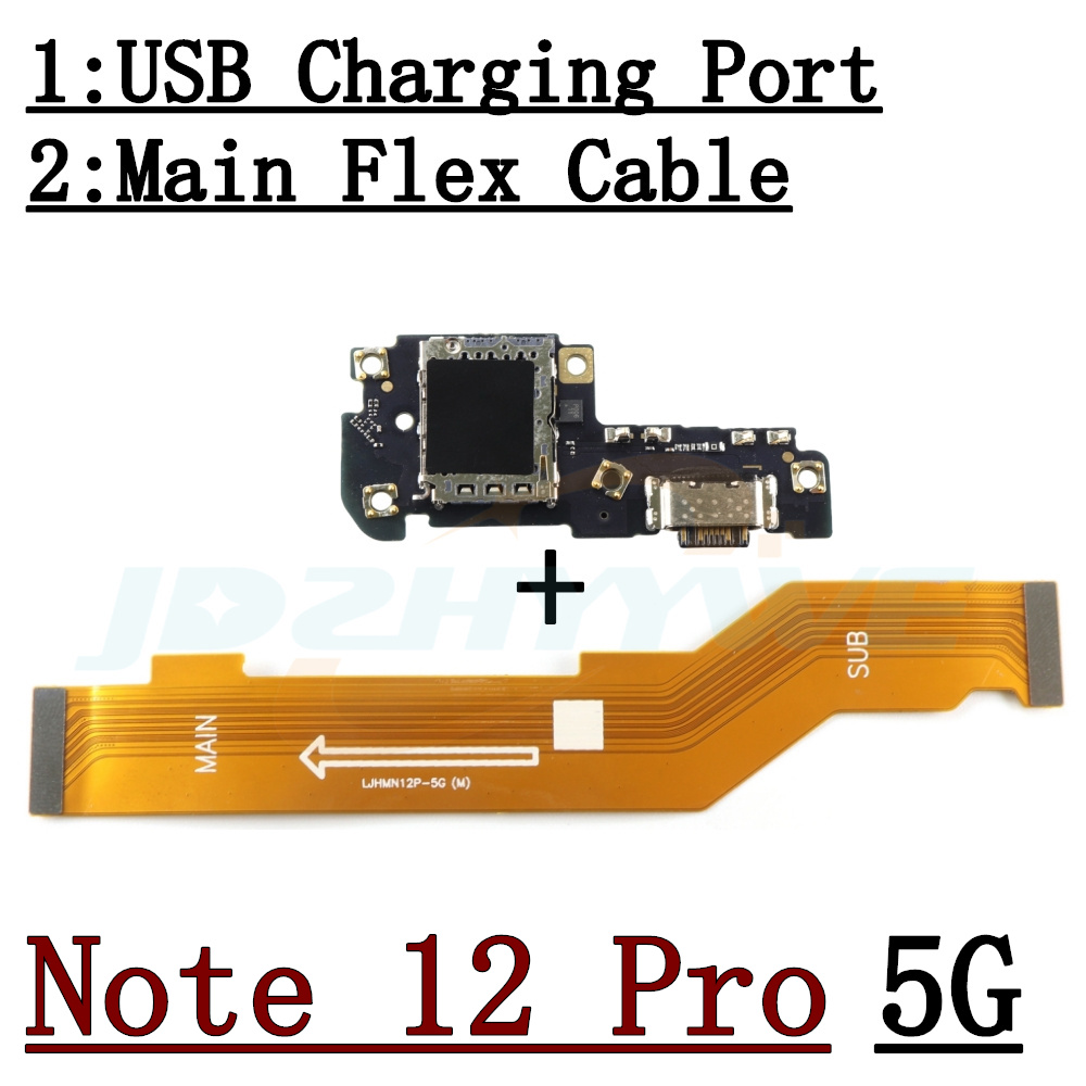 USB-Ladeanschluss SIM-Kartenleser-Anschlussplatine für Xiaomi Redmi Hinweis 9S 9 10 10s 11 11s 12 12S 13 Profi+ 5G 4G Hauptflexkabel: grau