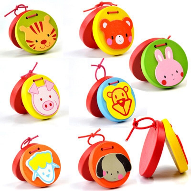 Children's cartoon animals Orff castanets musical instruments cartoon round children's enlightenment intelligence clap board