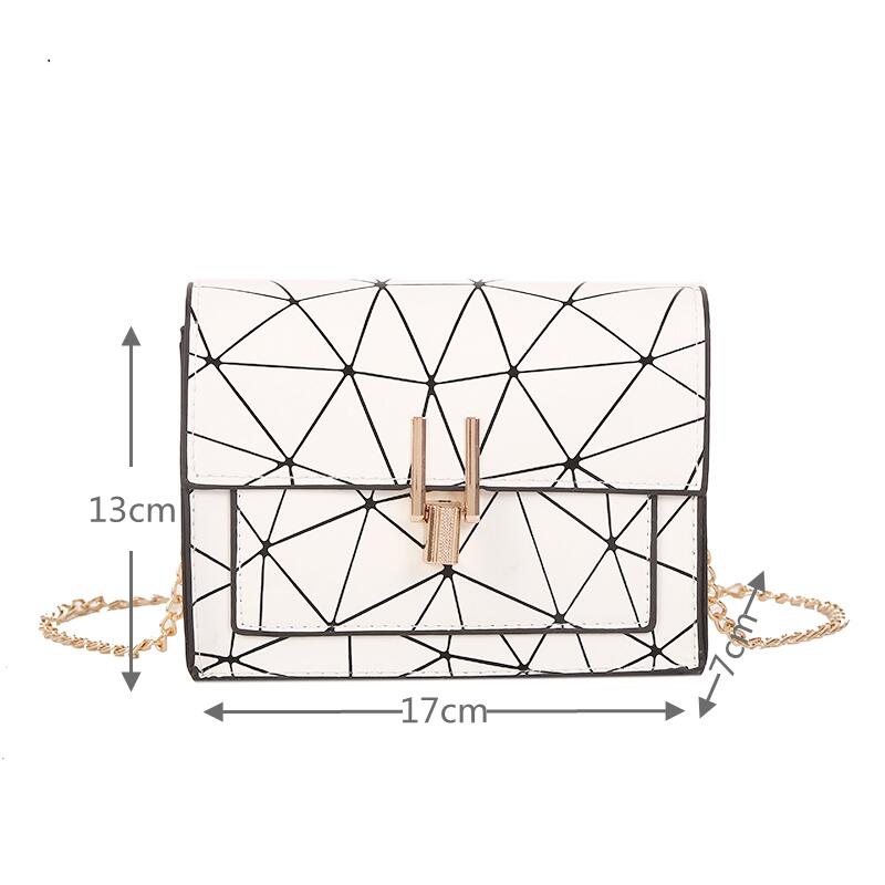 Geometrie Patroon Vrouwen Schoudertassen Lock Toevallige Kleine Messenger Bag Keten Vrouwelijke Pu Lederen Crossbody Tas Wilde Dagelijkse Tas