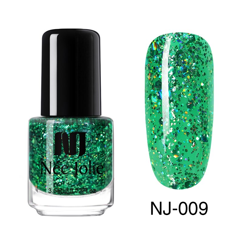 Nee jolie 12 färger nagellack roséguld glitter paljetter gradient serie shimmer flake för nail art diy 3.5ml: Nj -009