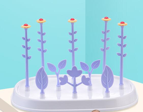 Baby Bottle Drying Rack tree shape feeding baby Bottle Holder Healthy Safe Material Drain Bottles Rack With CoverYHZ003: YHZ003C