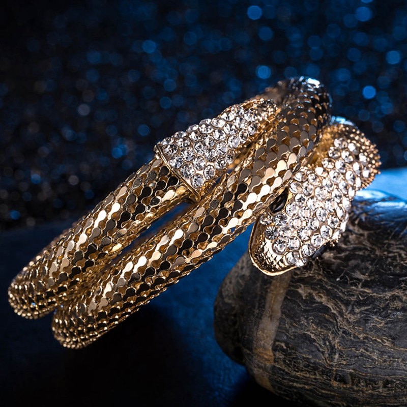 Brazalete de serpiente de Color dorado y Punk para mujer, pulsera en espiral de serpiente Retro Para Club, brazalete para brazo superior, de joyería, 1 unidad