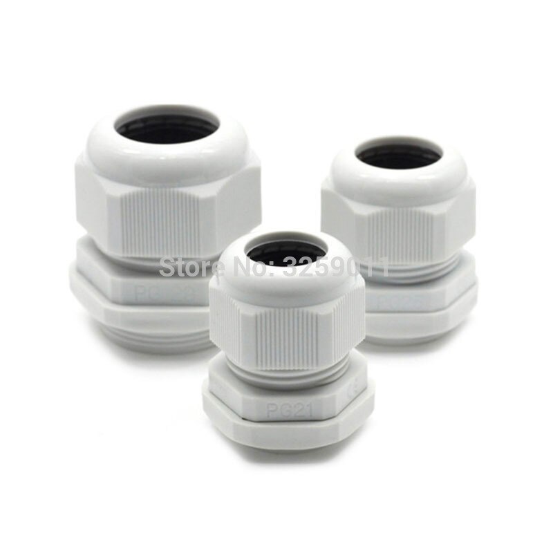 10PCS Cable Glands PG 21 Black White Waterproof Adjustable Nylon Connectors Joints With Gaskets 13-18mm For Electrical Appliance