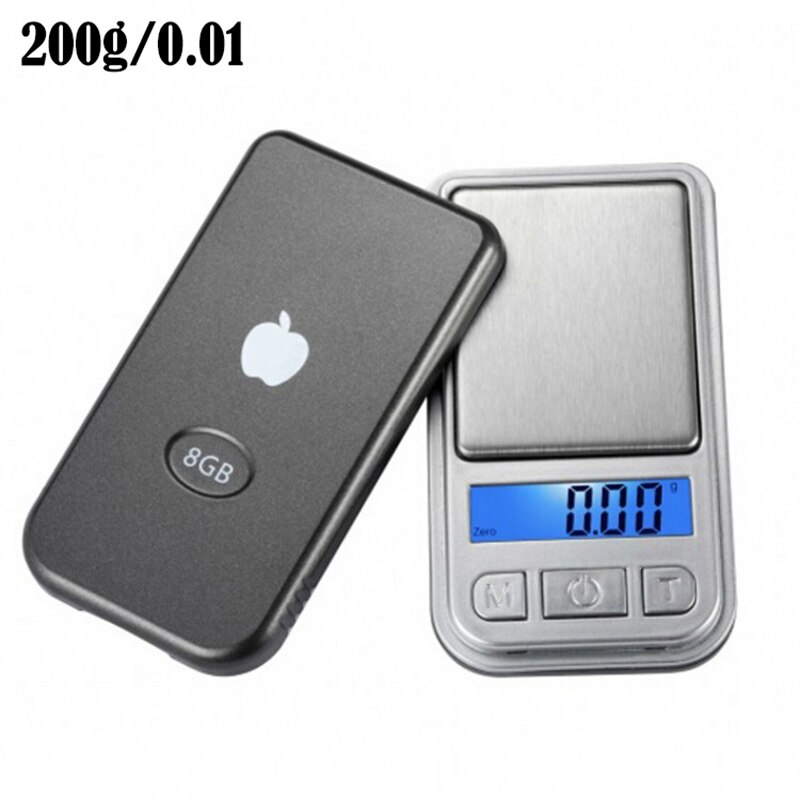 100/200g 0.01g Mini Digital Scale High Accuracy Backlight Electric Pocket For Jewelry Gram Weight For Kitchen: 200g  0.01