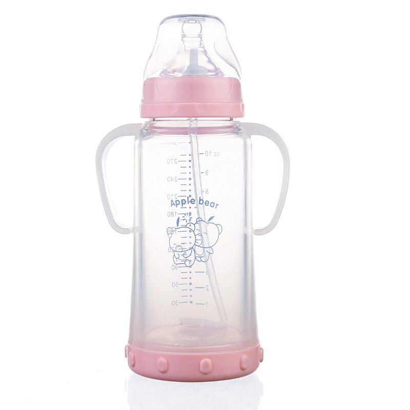 300ML bébé -né bouteilles enfants apprennent à boire avec bouchon de bouteille poignée bouteilles large bouche bouteille