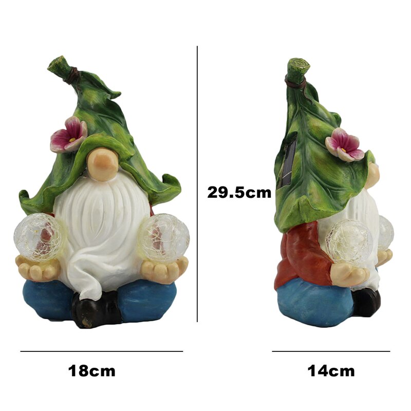 Solar Gnome Statue Garden Light Dwarf Figurines with Led Light Outdoor Lawn Patio Decor Resin Home Zen Yoga Meditation Sculpture