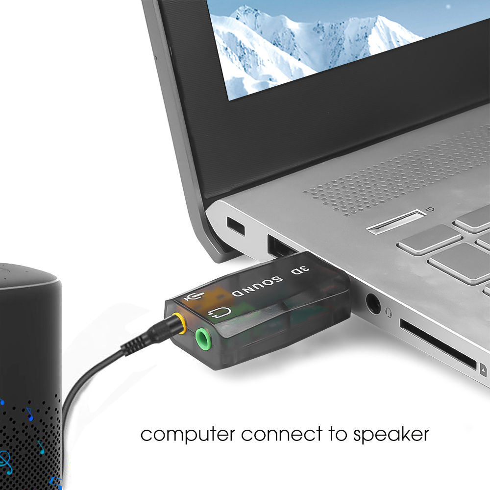 External USB Sound Card Mini Sound Card USB to 3.5mm Interface HiFi Stereo Audio Adapter for Speaker Laptop Headsets Windows 7 8