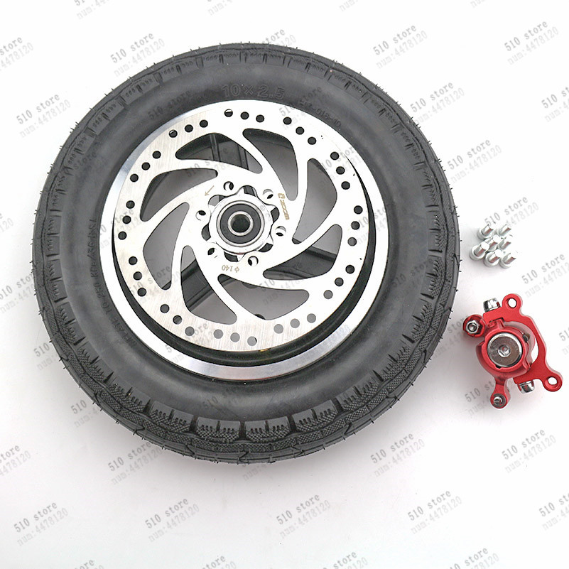 10x2.50 tire and aluminum alloy wheel hub with brake discs for electric scooter balancing car: Silver