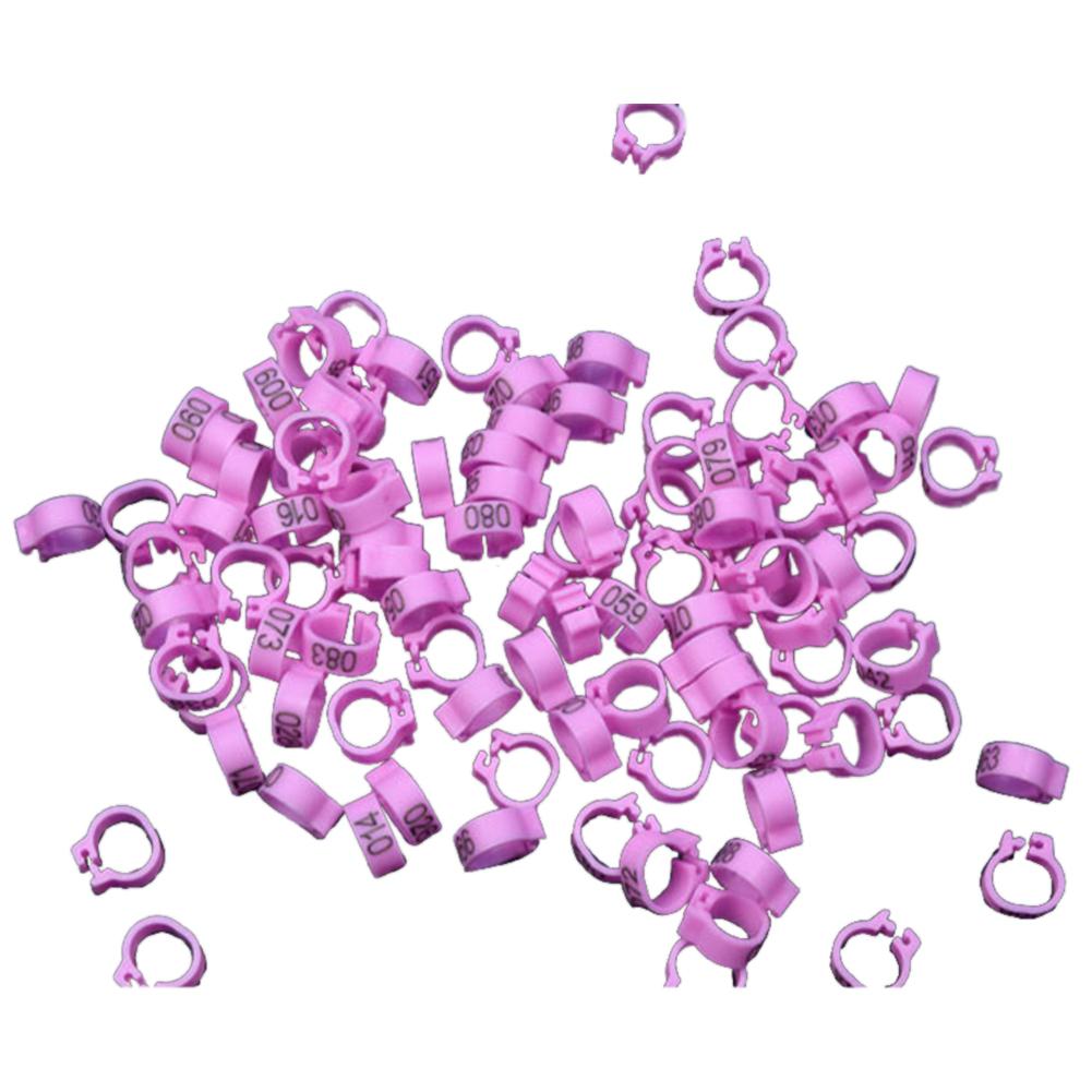 100 st duiven ringen 8 mm nummer identifieringsring öppning duif ring färg duif voetring duif levert vogel apparater: Rosa