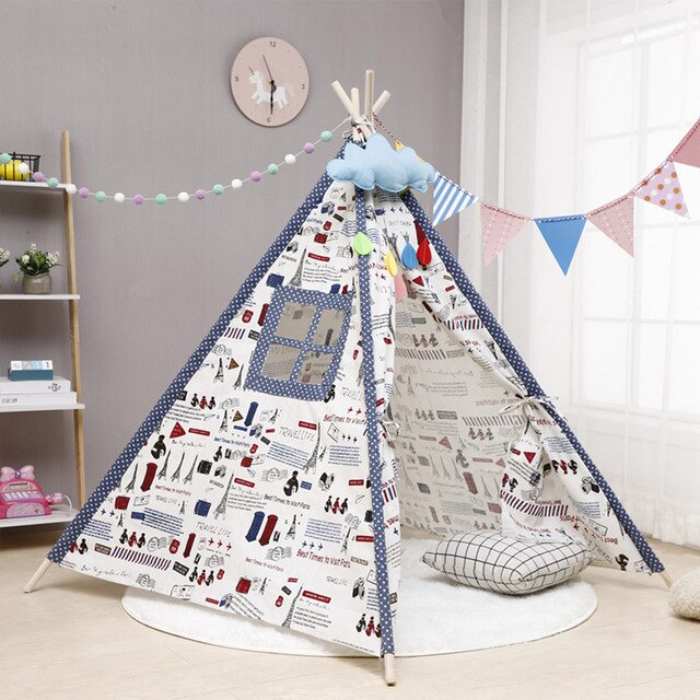 La Tenda del capretto Casa Portatile di Grandi Dimensioni Tenda Bambino Tepee Bambino Teepee Tela di Cotone Wigwam 10 Tipi di Casa Giochi Per Bambini Tenda Tappeto HA CONDOTTO Le Luci: L